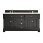 Brookfield 72" Double Vanity, Black Onyx, w/ 3 CM Siberian Silestone Top