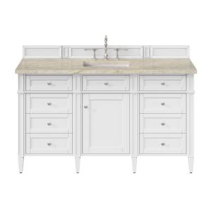 Brittany 60" Single Vanity in Bright White, w/ 3 CM Tajnar Eclos Top