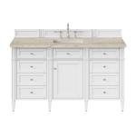 Brittany 60" Single Vanity in Bright White, w/ 3 CM Tajnar Eclos Top
