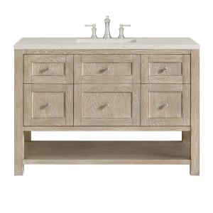Breckenridge 48" Single Vanity, Whitewashed Oak, w/ 3 CM Siberian Silestone Top