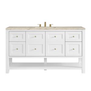 Breckenridge 60" Single Vanity, Bright White, w/ 3 CM Tajnar Eclos Top