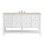 Breckenridge 60" Single Vanity, Bright White, w/ 3 CM Tajnar Eclos Top w/FreePower Wireless Charger