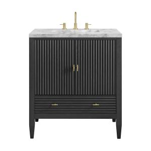 Myrrin 30" Single Vanity, Carbon Oak w/ 3 CM Carrara Marble Top