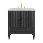 Myrrin 30" Single Vanity, Carbon Oak w/ 3 CM Carrara Marble Top