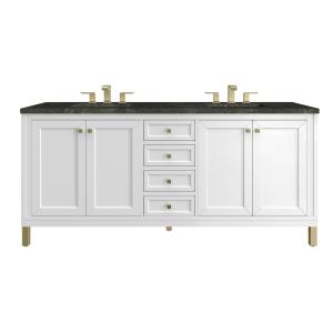 Chicago 72" Double Vanity, Glossy White, w/ 3 CM Phantome Eclos Top