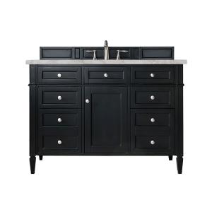 Brittany 48" Single Vanity, Black Onyx w/ 3 CM Victorian Silver Silestone Top w/FreePower Wireless Charger