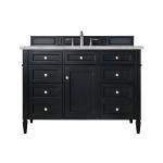 Brittany 48" Single Vanity, Black Onyx w/ 3 CM Victorian Silver Silestone Top w/FreePower Wireless Charger