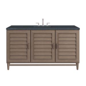 Portland 60IN Single Vanity Whitewashed Walnut w/ 3 CM Charcoal Soapstone Silestone Top
