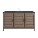 Portland 60IN Single Vanity Whitewashed Walnut w/ 3 CM Charcoal Soapstone Silestone Top