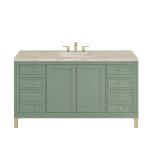 Chicago 60" Single Vanity, Smokey Celadon, w/ 3 CM Tajnar Eclos Top