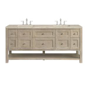 Breckenridge 72" Double Vanity, Whitewashed Oak, w/ 3 CM Tajnar Eclos Top