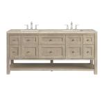 Breckenridge 72" Double Vanity, Whitewashed Oak, w/ 3 CM Tajnar Eclos Top w/FreePower Wireless Charger