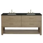 Lucian 72" Double Vanity, Pebble Oak, w/ 3 CM Phantome Eclos Widespread Top