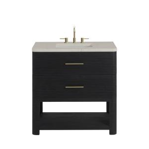 Lucian 36" Single Vanity, Carbon Oak, w/ 3 CM Siberian Silestone Widespread Top