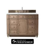 Bristol 48" Single Vanity, Whitewashed Walnut w/ 3 CM Ethereal Noctis Silestone Top w/ FreePower Wireless Charger