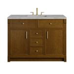 Bellshire 48" Single Vanity, Honey Oak w/ 3 CM Victorian Silver Silestone Top
