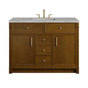 Bellshire 48" Single Vanity, Honey Oak w/ 3 CM Victorian Silver Silestone Top w/FreePower Wireless Charger