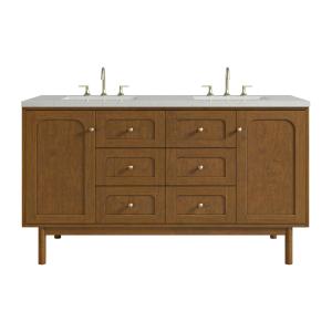 Laurent 60" Double Vanity, Honey Oak w/ 3 CM Lime Delight Silestone Top