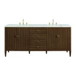 Myrrin 72" Double Vanity, Mid Century Walnut w/ 3 CM Ethereal Noctis Silestone Top w/FreePower Wireless Charger