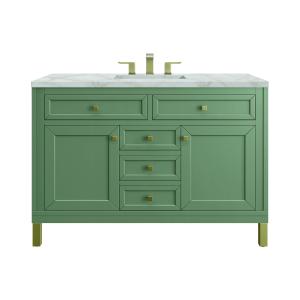 Chicago 48" Single Vanity, Smokey Celadon, w/ 3 CM Victorian Silver Silestone® Top w/FreePower Wireless Charger