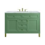 Chicago 48" Single Vanity, Smokey Celadon, w/ 3 CM Victorian Silver Silestone® Top w/FreePower Wireless Charger