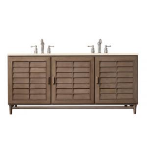 Portland 72IN Double Vanity Whitewashed Walnut w/ 3 CM Eternal Marfil Silestone Top