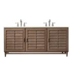 Portland 72IN Double Vanity Whitewashed Walnut w/ 3 CM Eternal Marfil Silestone Top