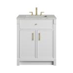Bellshire 30" Single Vanity, Bright White w/ 3 CM Eternal Jasmine Pearl Silestone Top