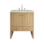 Hudson 30" Single Vanity, Light Natural Oak w/ 3 CM Ethereal Noctis Silestone Top