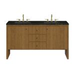 Hudson 60" Double Vanity, Honey Oak w/ 3 CM Phantome Eclos Top