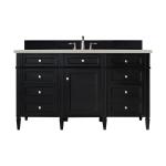 Brittany 60" Single Vanity, Black Onyx, w/ 3 CM Siberian Silestone Top