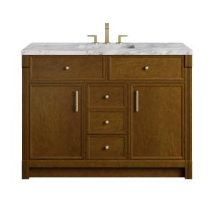 Bellshire 48" Single Vanity, Honey Oak w/ 3 CM Carrara Marble Top