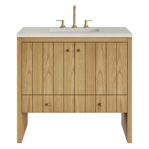Hudson 36" Single Vanity, Light Natural Oak, w/ 3 CM Siberian Silestone Top