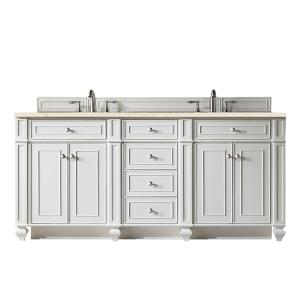 Bristol 72" Double Vanity, Bright White w/ 3 CM Eternal Marfil Silestone Top