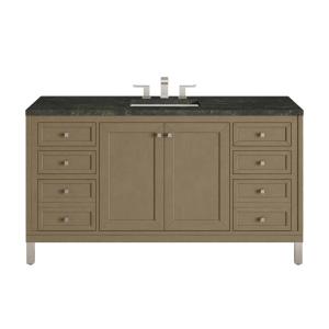 Chicago 60" Single Vanity, Walnut Whisper, w/ 3 CM Phantome Eclos Top