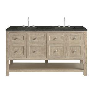 Breckenridge 60" Double Vanity, Whitewashed Oak, w/ 3 CM Phantome Eclos Top