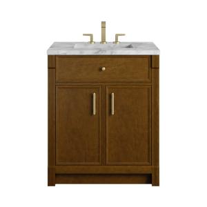 Bellshire 30" Single Vanity, Honey Oak w/ 3 CM Carrara Marble Top