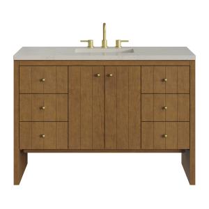 Hudson 48" Single Vanity, Honey Oak w/ 3 CM Siberian Silestone Top w/FreePower Wireless Charger