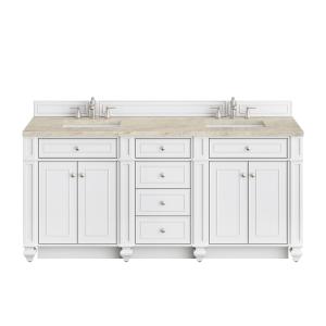 Bristol 72" Double Vanity, Bright White, w/ 3 CM Tajnar Eclos Top