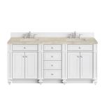 Bristol 72" Double Vanity, Bright White, w/ 3 CM Tajnar Eclos Top