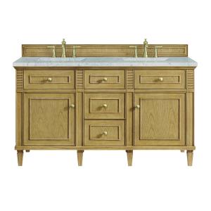 Lorelai 60" Double Vanity, Light Natural Oak w/ 3 CM Eternal Jasmine Pearl Silestone Top w/FreePower Wireless Charger