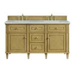 Lorelai 60" Double Vanity, Light Natural Oak w/ 3 CM Eternal Jasmine Pearl Silestone Top w/FreePower Wireless Charger