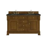 Brookfield 60" Double Vanity, Honey Oak, w/ 3 CM Phantome Eclos Top