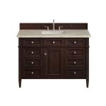 Brittany 48" Single Vanity, Burnished Mahogany, w/ 3 CM Tajnar Eclos Top w/FreePower Wireless Charger