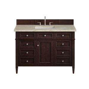 Brittany 48" Single Vanity, Burnished Mahogany, w/ 3 CM Tajnar Eclos Top w/FreePower Wireless Charger