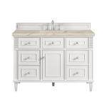 Lorelai 48" Single Vanity, Bright White, w/ 3 CM Tajnar Eclos Top w/FreePower Wireless Charger