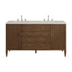 Myrrin 60" Double Vanity, Mid Century Walnut, w/ 3 CM Siberian Silestone Top