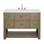 Lucian 48" Single Vanity, Pebble Oak w/ 3 CM White Zeus Silestone Widespread Top