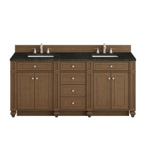Bristol 72" Double Vanity, Saddle Brown, w/ 3 CM Phantome Eclos Top
