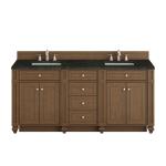 Bristol 72" Double Vanity, Saddle Brown, w/ 3 CM Phantome Eclos Top